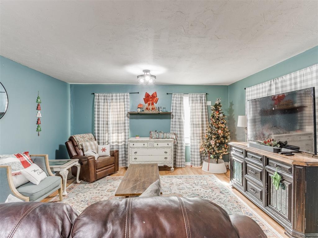 living room with light wood-type flooring