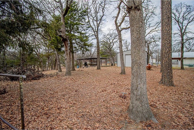 view of yard with an outbuilding and a garage