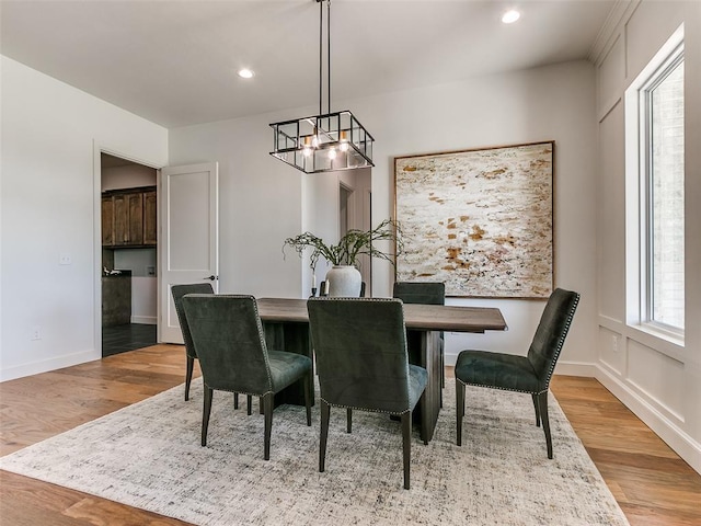 dining area featuring light hardwood / wood-style flooring