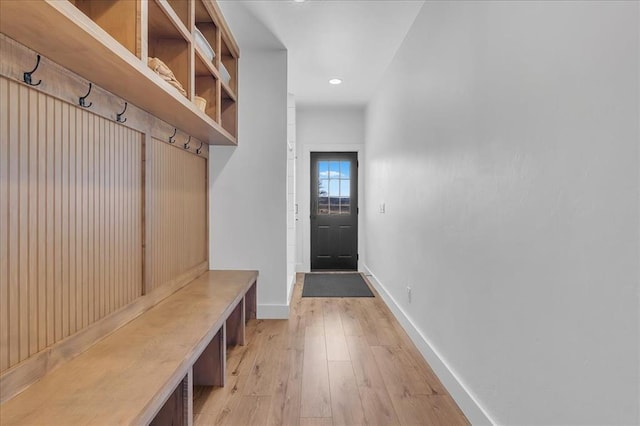 mudroom featuring light hardwood / wood-style flooring