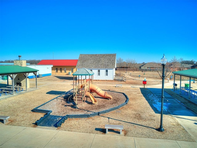 view of jungle gym featuring a gazebo