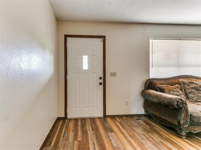 foyer entrance featuring hardwood / wood-style floors