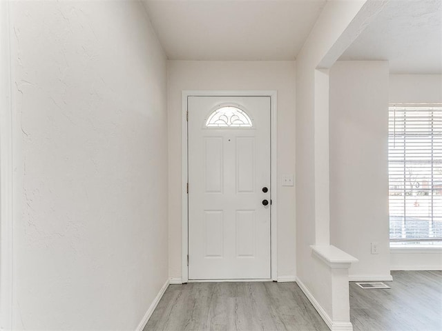 entryway featuring light hardwood / wood-style flooring and a healthy amount of sunlight