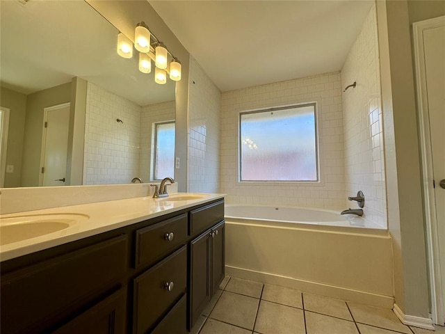 bathroom featuring tile patterned floors and vanity