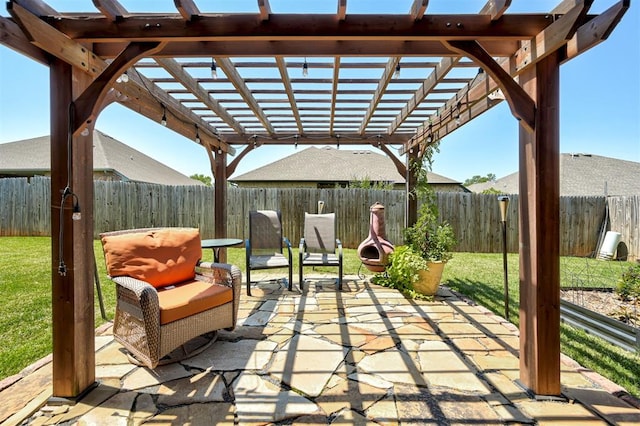 view of patio featuring a pergola