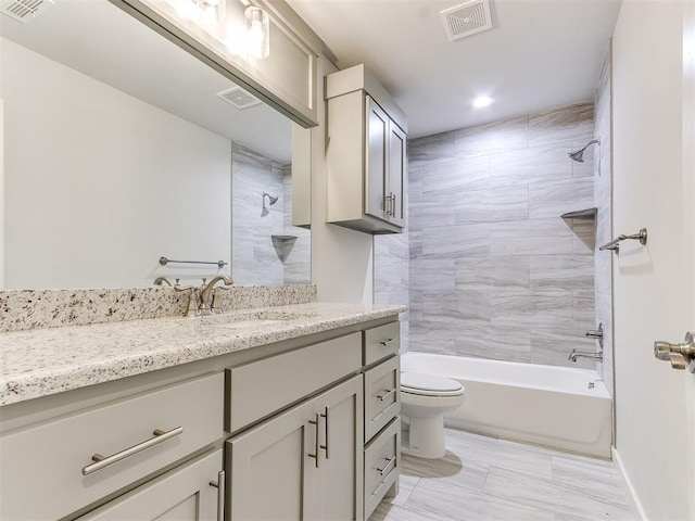 11400 NW 109th St, Yukon, OK 73099 - full bathroom featuring vanity, shower / tub combination, and recessed lighting