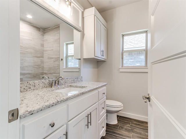 bathroom with vanity, toilet, and plenty of natural light