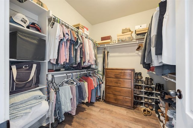 walk in closet featuring light wood-type flooring