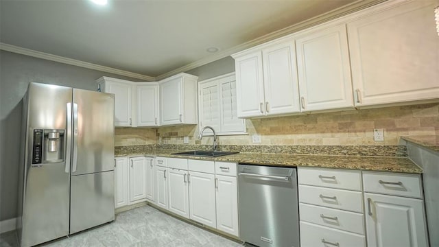 kitchen with white cabinetry, sink, and appliances with stainless steel finishes