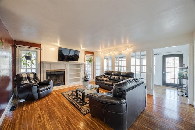 living room featuring hardwood / wood-style flooring and plenty of natural light