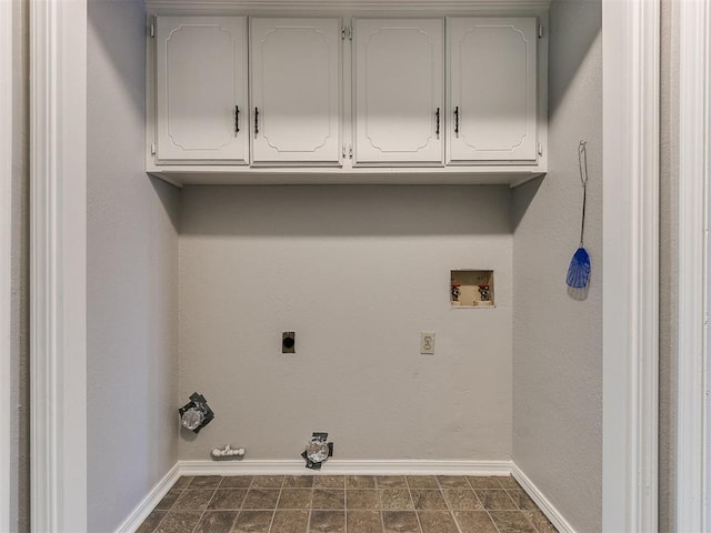 laundry room featuring washer hookup, electric dryer hookup, and cabinets