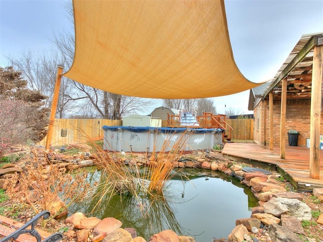 exterior details with a pool