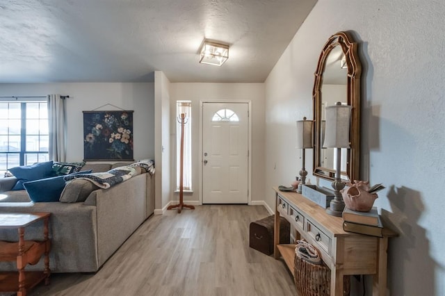 foyer entrance with light wood-type flooring