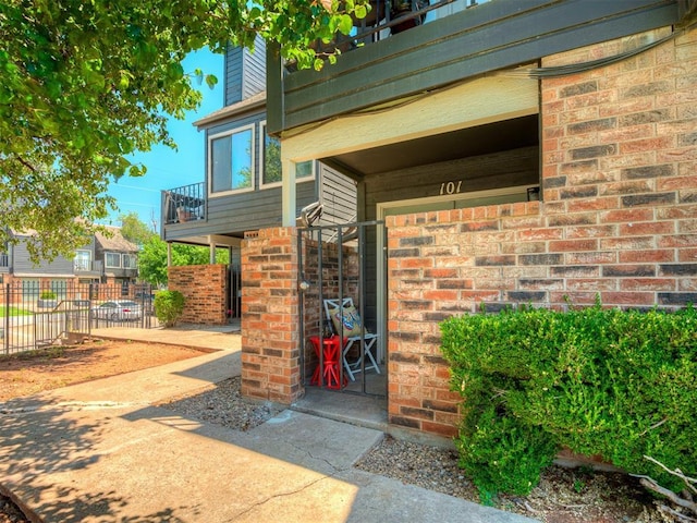 doorway to property featuring a balcony