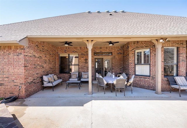 view of patio / terrace with outdoor lounge area and ceiling fan