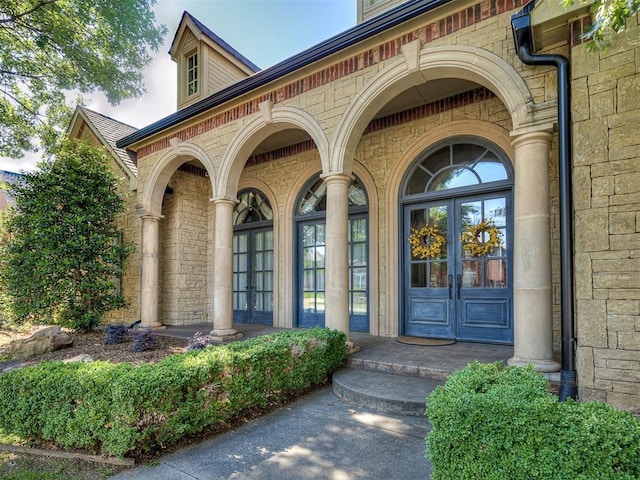 entrance to property with french doors