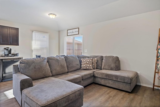 living room with hardwood / wood-style flooring