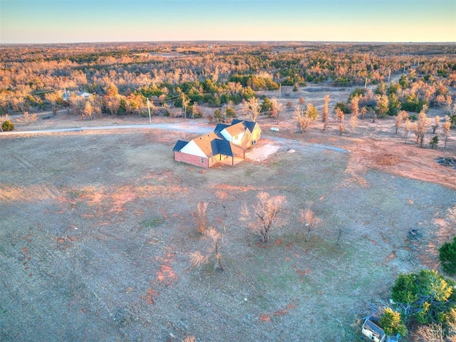 view of aerial view at dusk