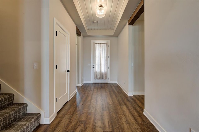 doorway to outside featuring dark hardwood / wood-style floors