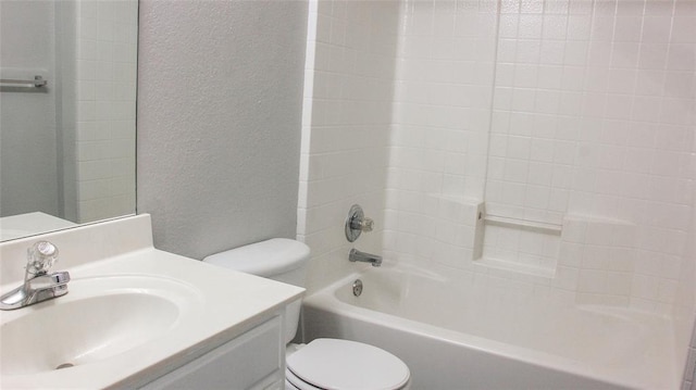 full bathroom featuring vanity, shower / bathtub combination, and toilet