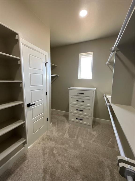 walk in closet featuring carpet