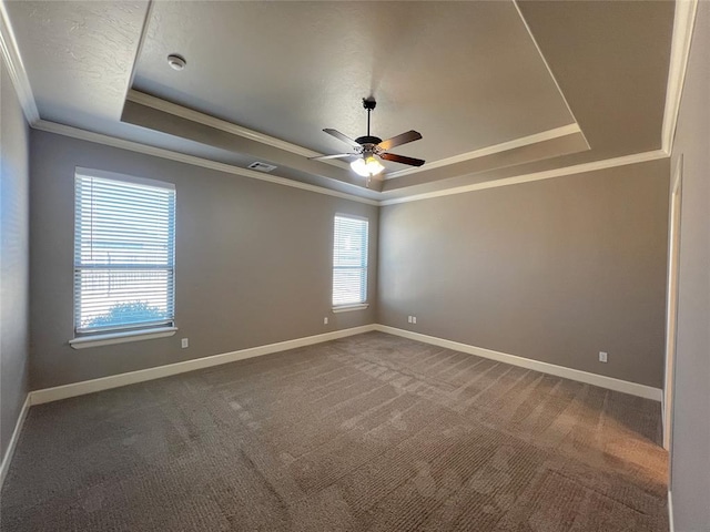 4309 NW 152nd Pl, Edmond, OK 73013 - spare room featuring carpet flooring, a wealth of natural light, ceiling fan, and a raised ceiling