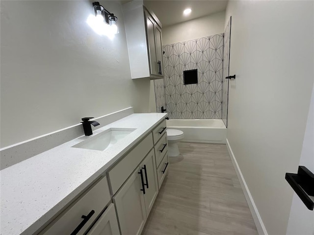 2402 Black Jack Way, Blanchard, OK 73010 - bathroom with vanity, baseboards, toilet, and  shower combination