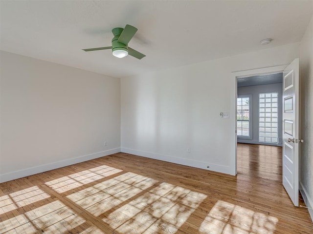 empty room featuring light hardwood / wood-style floors and ceiling fan