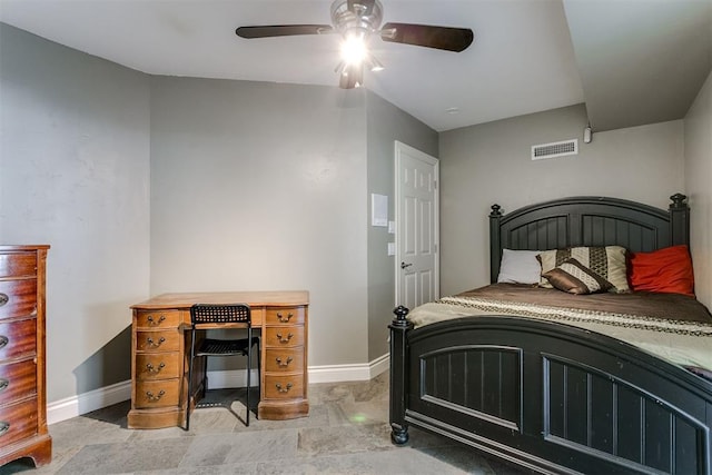 bedroom featuring ceiling fan