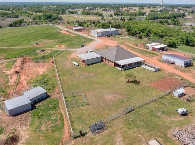 aerial view with a rural view