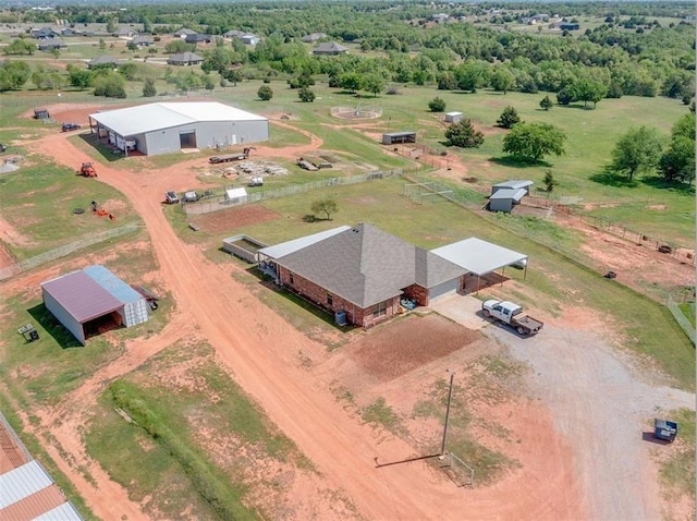 aerial view featuring a rural view