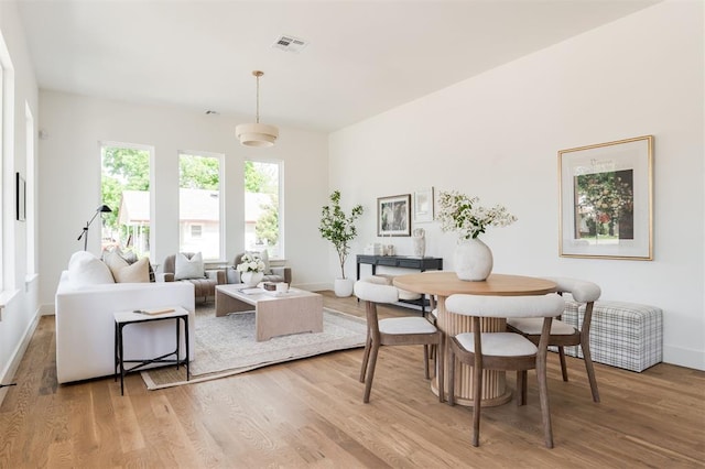 living room with light wood-type flooring