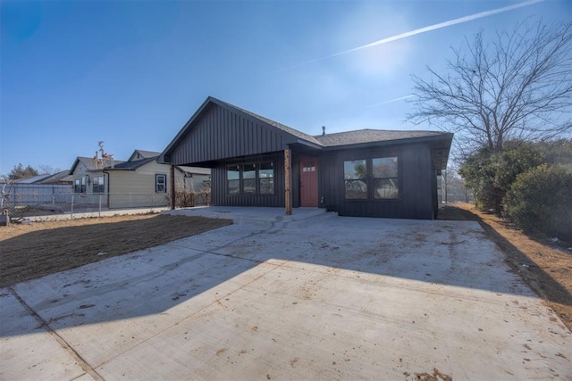 view of modern inspired farmhouse