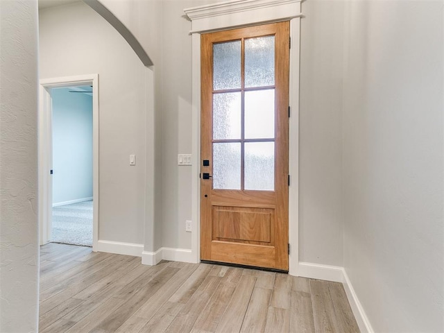 foyer with light wood-type flooring