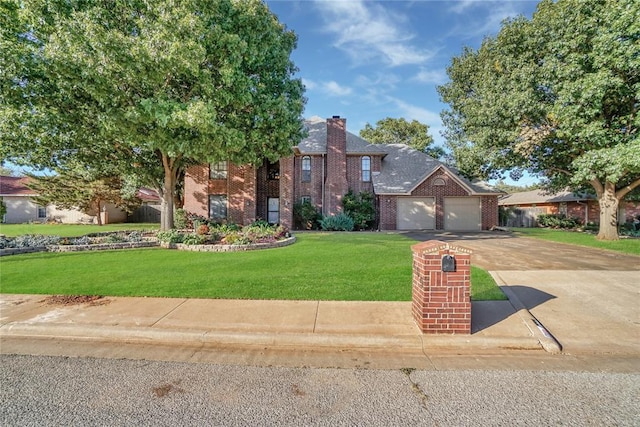 view of front of house featuring a garage and a front yard