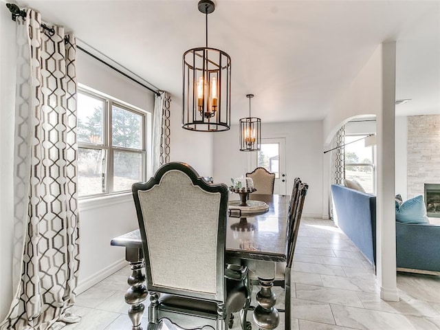 dining room with an inviting chandelier