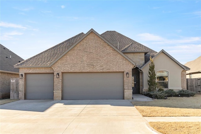 french provincial home with a garage