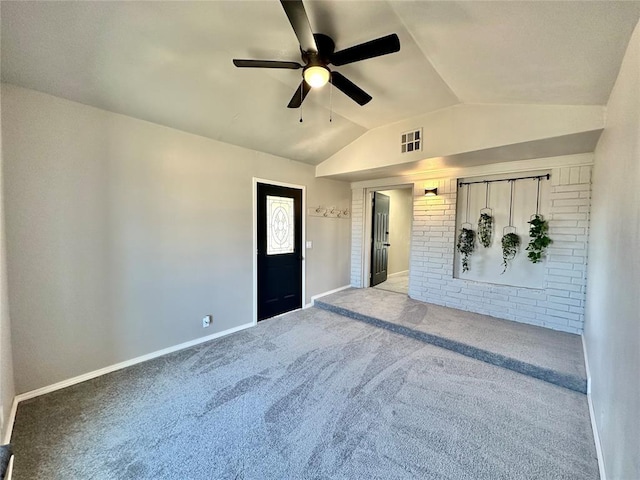 interior space with ceiling fan