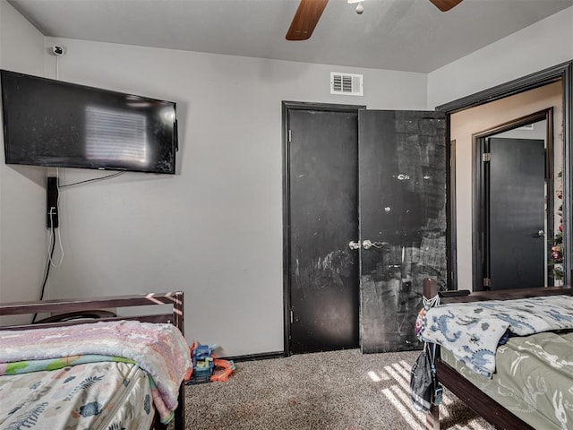 bedroom with carpet and ceiling fan