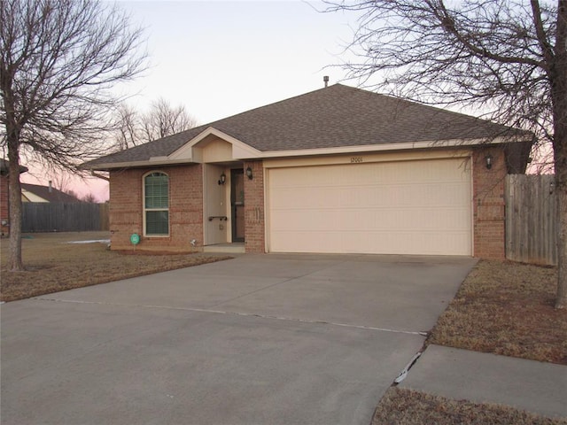 single story home with a garage