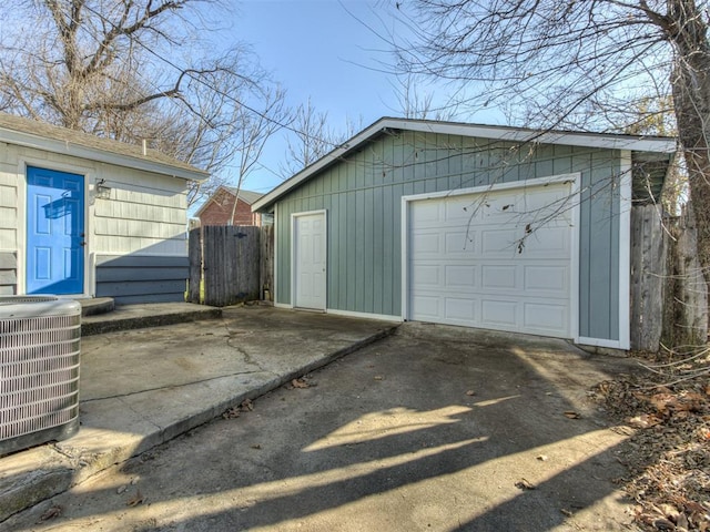 garage with central air condition unit