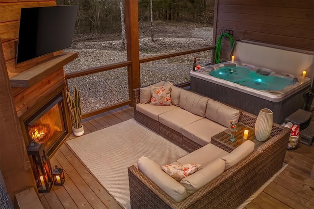 exterior space with a jacuzzi