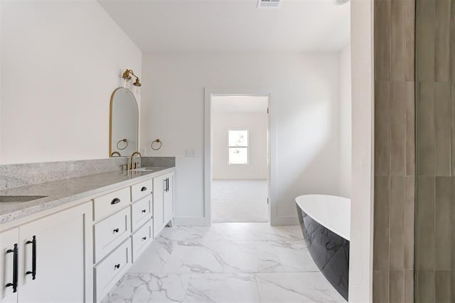 bathroom featuring vanity and a bathing tub