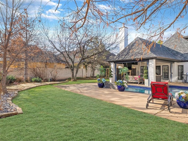 5808 Mistletoe Ct, Oklahoma City, OK 73142 - view of yard with a fenced in pool and a patio