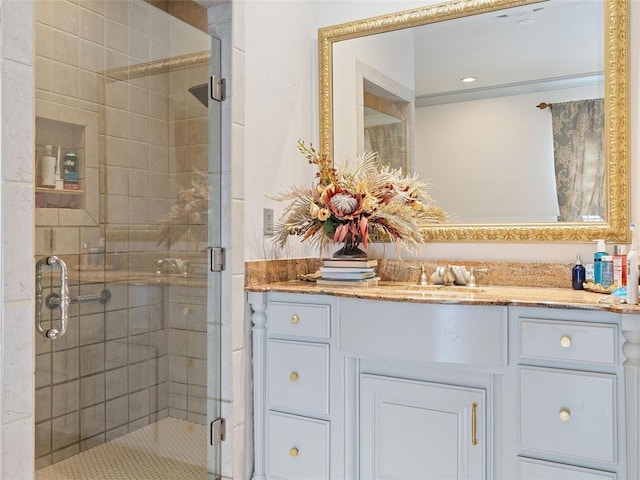 5808 Mistletoe Ct, Oklahoma City, OK 73142 - bathroom with vanity and walk in shower