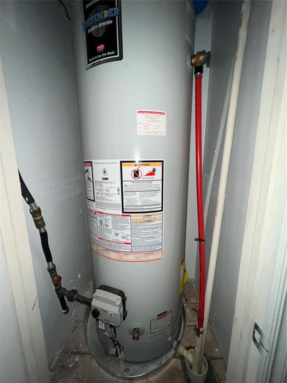 utility room with water heater