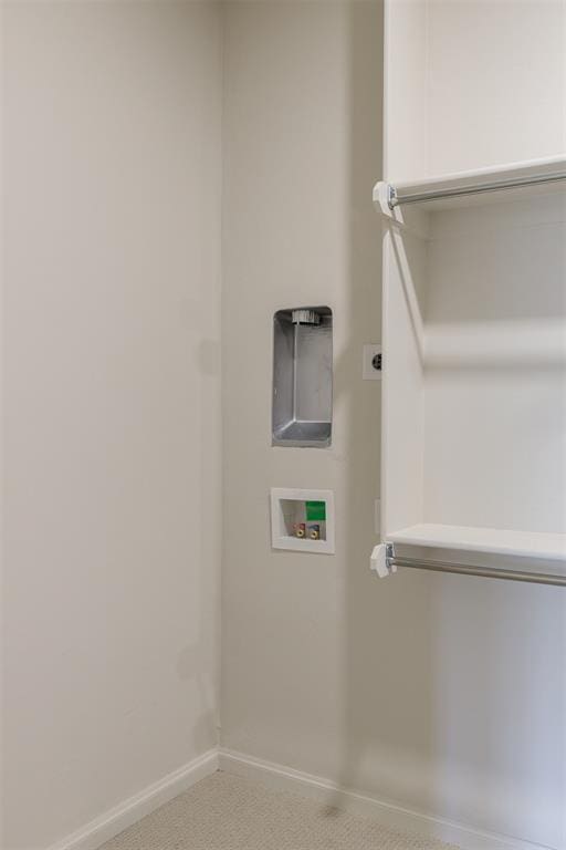 laundry area featuring carpet flooring, washer hookup, and hookup for an electric dryer