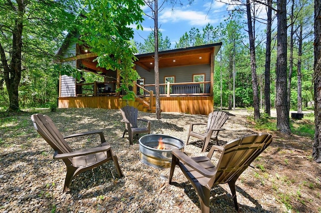 view of patio featuring an outdoor fire pit