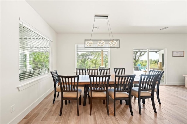 dining area featuring light hardwood / wood-style flooring