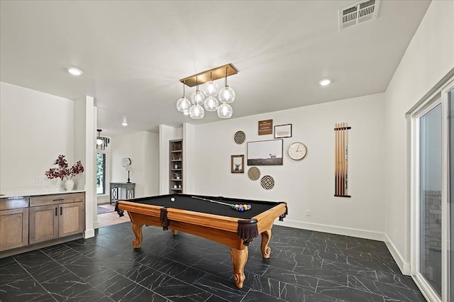 rec room featuring billiards